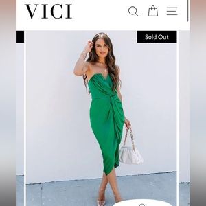 Satin Strapless MIDI Dress